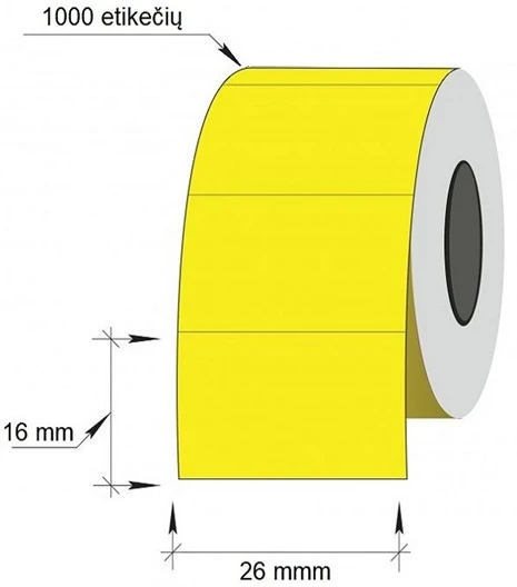 Technoinform Kainų etiketės 26x16mm, stačiakampės, 1000vnt, geltonos spalvos