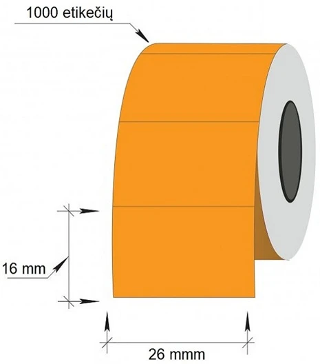 Technoinform Kainų etiketės 26x16mm, stačiakampės, 1000vnt, oranžinės spalvos