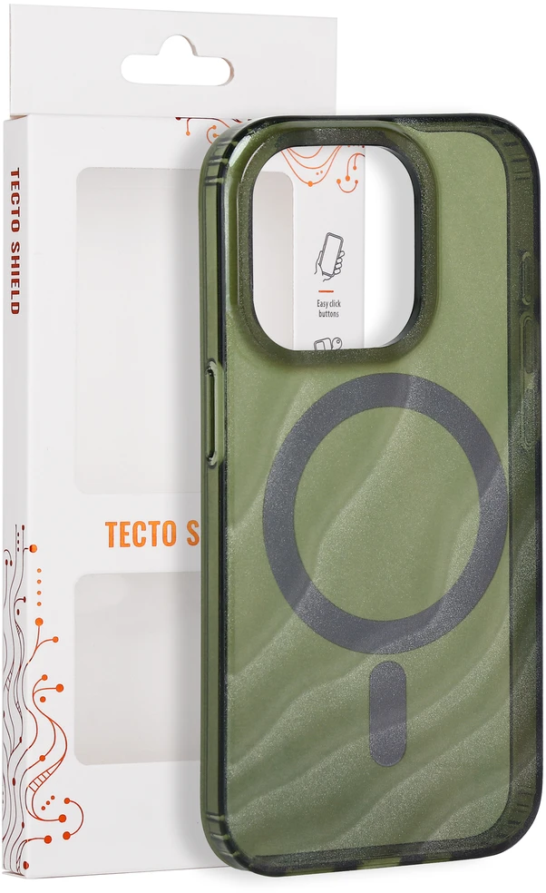 Tecto Shield Desert Mag dėklas, skirtas iPhone 15 Pro 6,1" tamsiai alyvuogių spalvos
