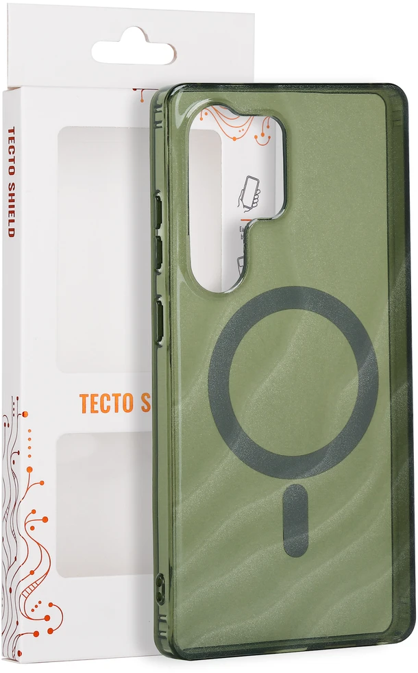 Tecto Shield Desert Mag dėklas, skirtas Samsung Galaxy S25 Ultra, tamsiai alyvuogių spalvos