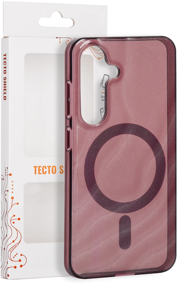 Tecto Shield Desert Mag dėklas, skirtas Samsung Galaxy S25, raudonmedžio spalvos