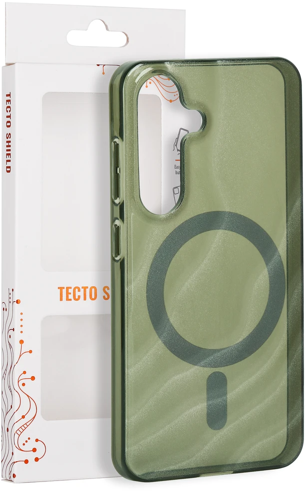 Tecto Shield Desert Mag dėklas, skirtas Samsung Galaxy S25, tamsiai alyvuogių spalvos