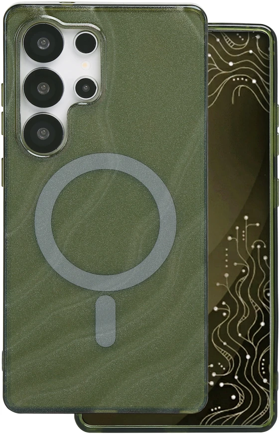 Tecto Shield Desert Mag dėklas, skirtas Samsung Galaxy S25 Ultra, tamsiai alyvuogių spalvos