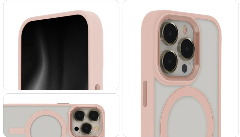Tecto Shield Elegantiškas „Satin Mag“ dėklas, skirtas iPhone 15 Plus 6,7", rožinis