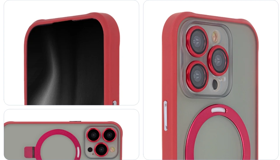 Tecto Shield „Ring Secure Mag“ dėklas, skirtas „iPhone 15 Pro Max“ 6,7 colių, raudonas