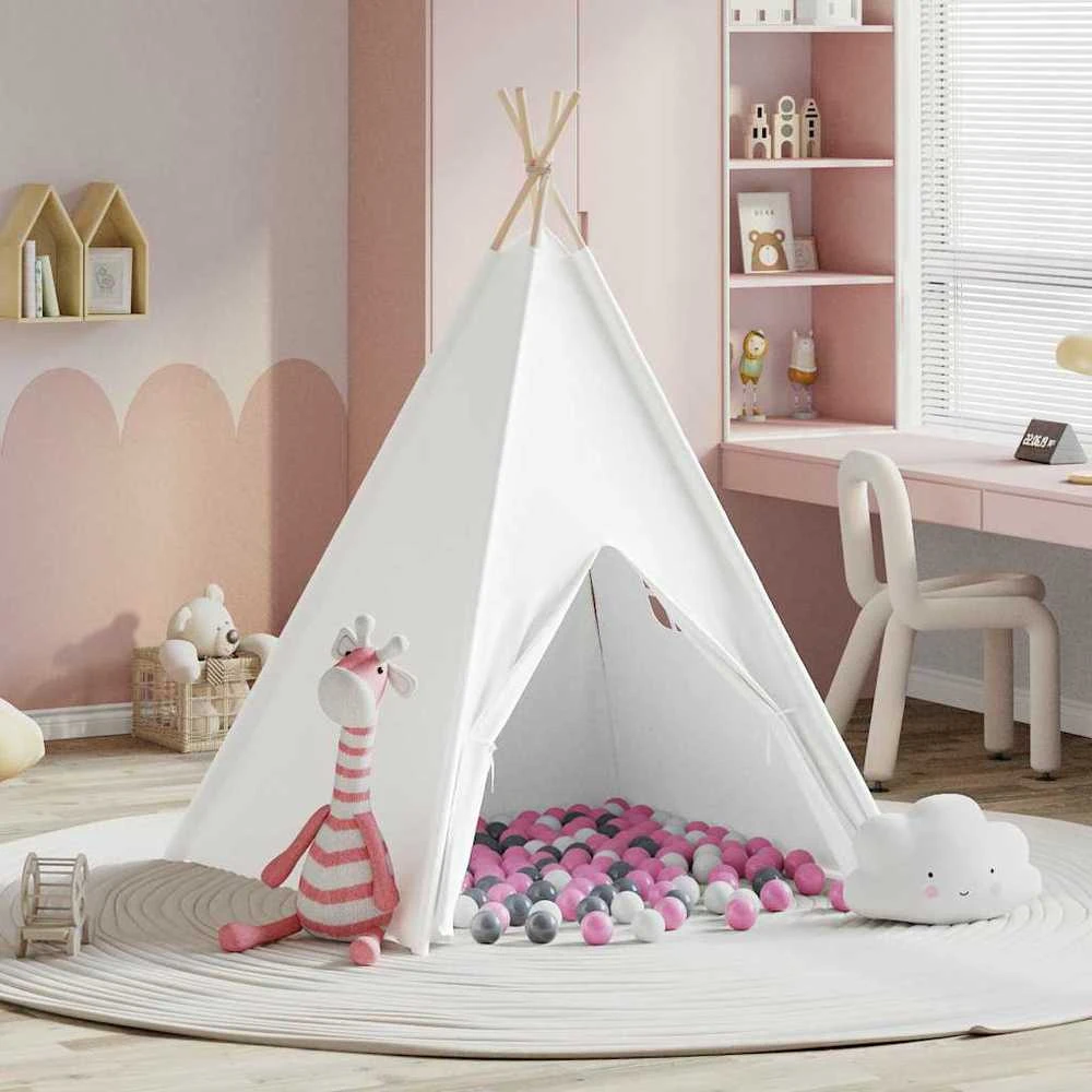 Teepee palapinė Balta 120 x 120 x 150 cm Audinys ir plastikas