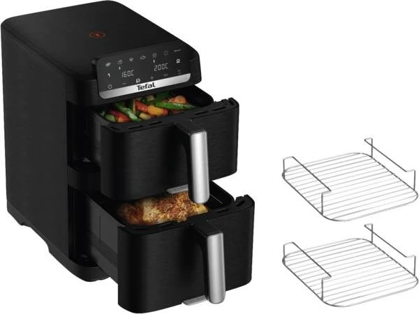 Tefal Easy Fry EY7568 Dvigubas 10 L Autonominės 2700 W Karšto oro gruzdintuvė Juoda