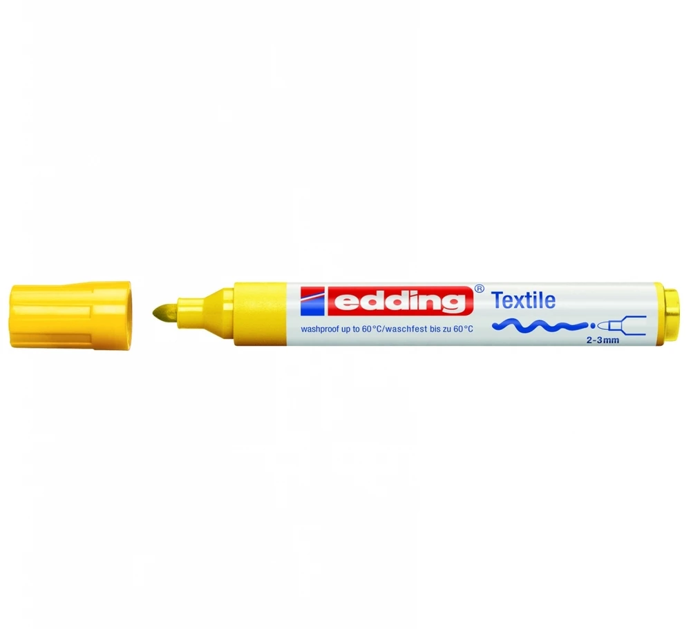 Tekstilės žymeklis Edding 4500, apvaliu galiuku, 2-3mm, geltonos spalvos