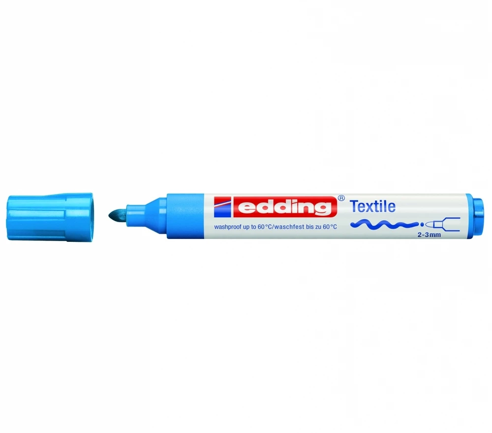 Tekstilės žymeklis Edding 4500, apvaliu galiuku, 2-3mm, šviesiai mėlynos spalvos