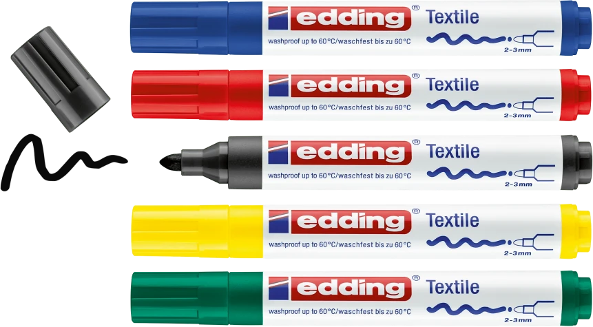 *Tekstilės žymeklių rinkinys Edding 4500, 5 spalvų