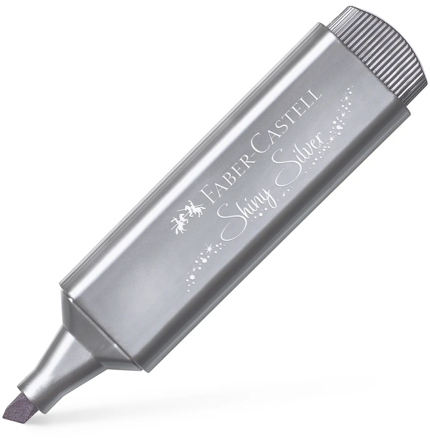 Teksto žymeklis Faber-Castell, 1-5mm, kirstu galiuku, sidabrinės metallic spalvos