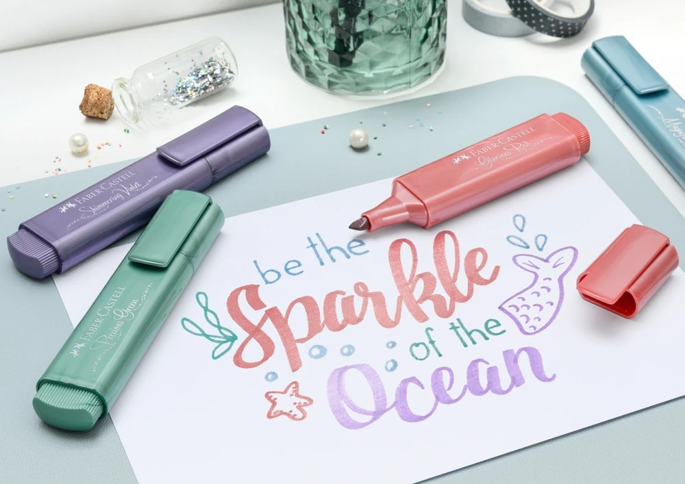 Teksto žymeklis Faber-Castell Metallic, mėlynos spalvos