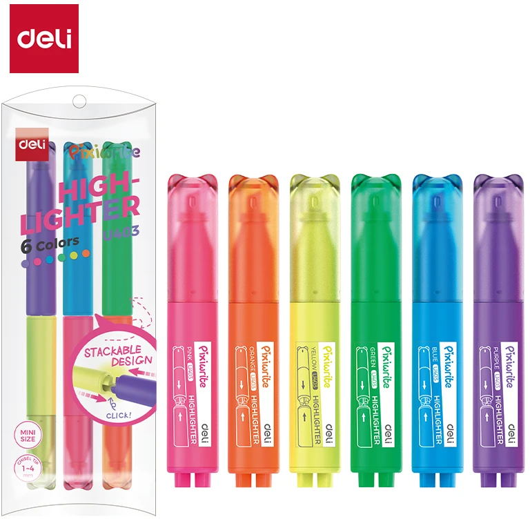 Teksto žymeklių rinkinys DELI Copypets, 1–4 mm, 6 spalvos