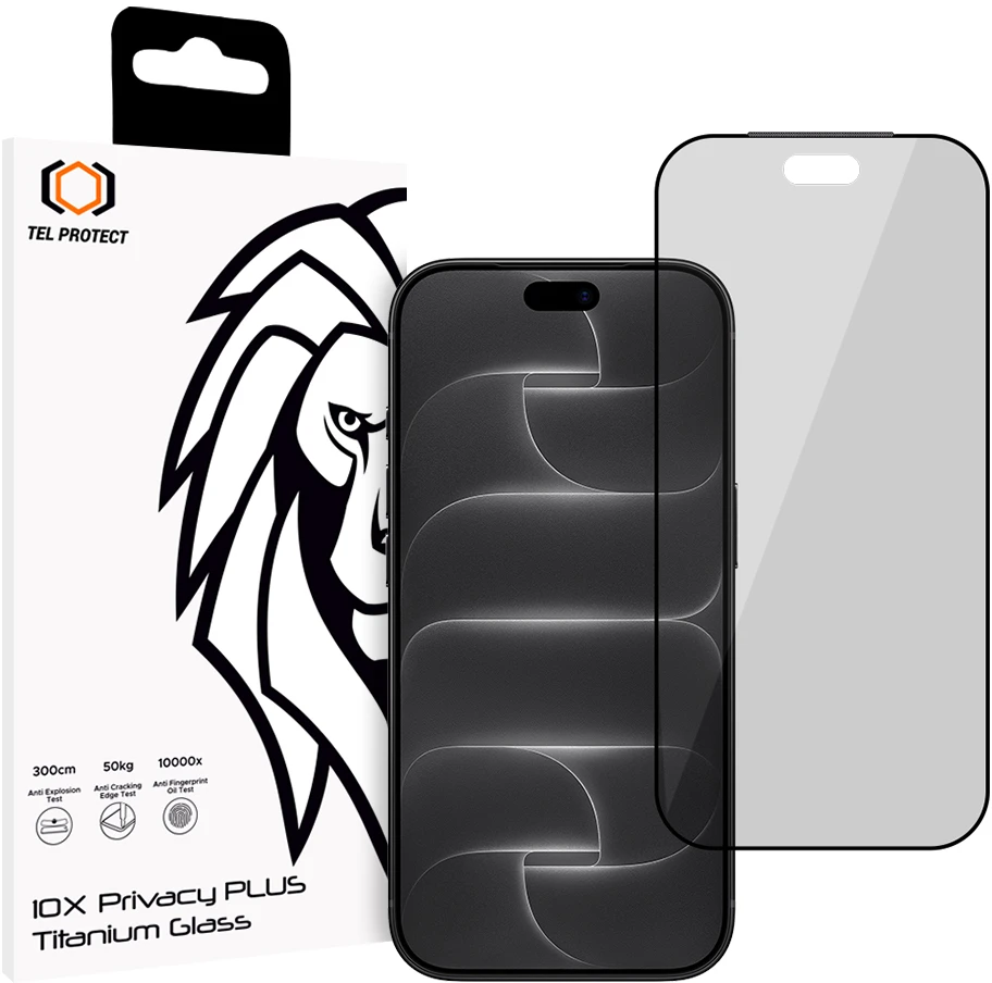 Tel Protect 10X Privacy Plus Titanium grūdintas stiklas, skirtas iPhone 18 Pro Max