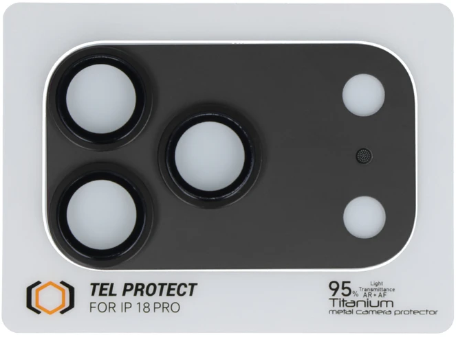 Tel Protect 95% AR+AF Full Metal apsauginis stiklas kamerai, skirtas iPhone 18 Pro Max, juodas (kameros blokas)