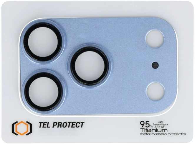 Tel Protect 95% AR+AF Full Metal Camera Protector apsauga kamerai, skirta iPhone 18 Pro, šviesiai mėlyna (blokas)