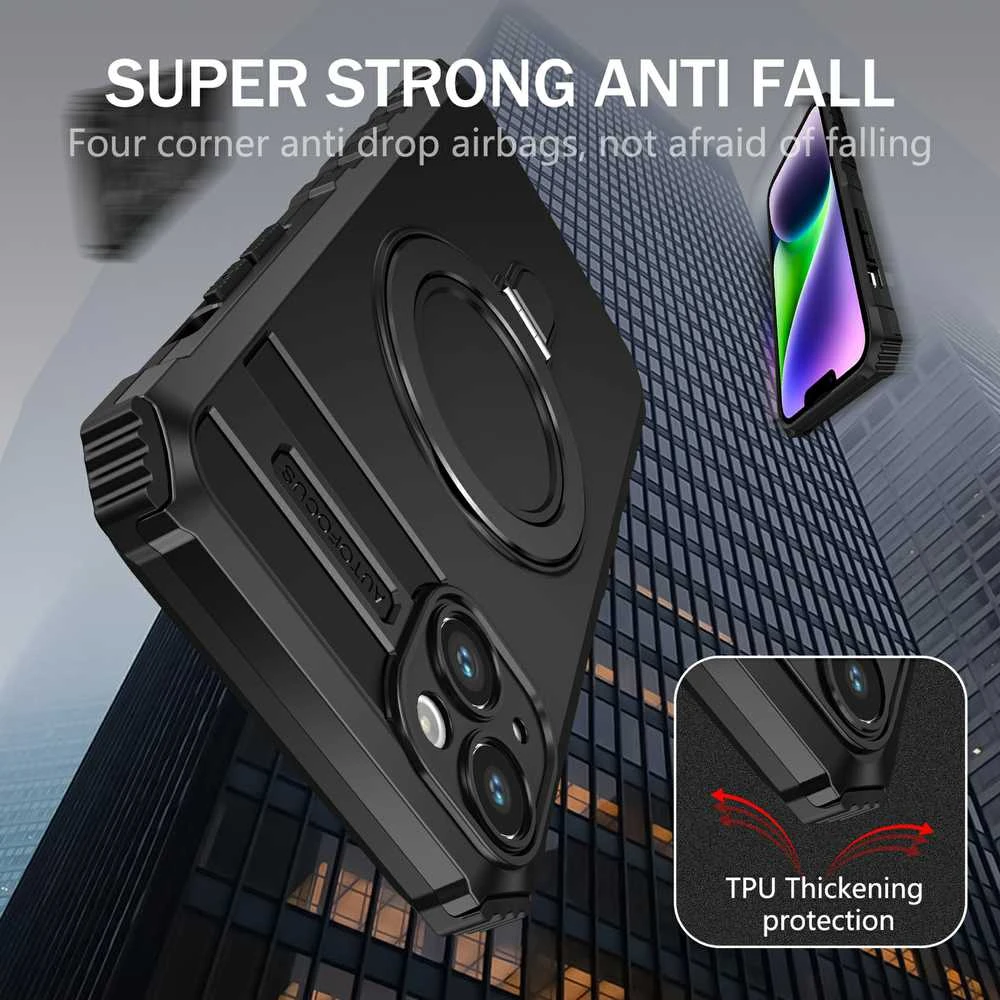 Tel Protect Armor Magsafe Metal Ring dėklas skirtas Apple iPhone 15 Plus juodos spalvos