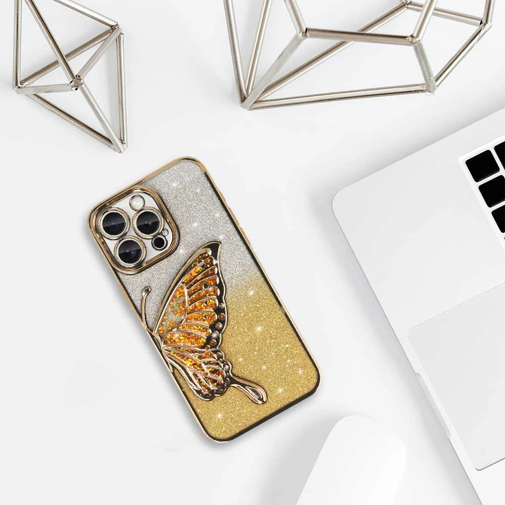 Tel Protect Butterfly Vanduo dėklas skirtas Apple iPhone 17 Pro Max aukso spalvos