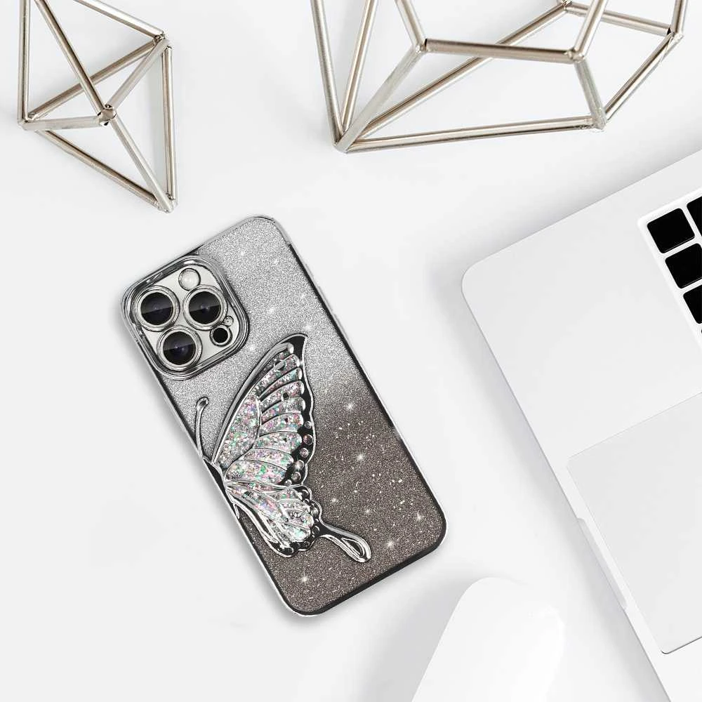 Tel Protect Butterfly vandeniui atsparus dėklas, skirtas Apple iPhone 17 Pro Max, sidabrinės spalvos