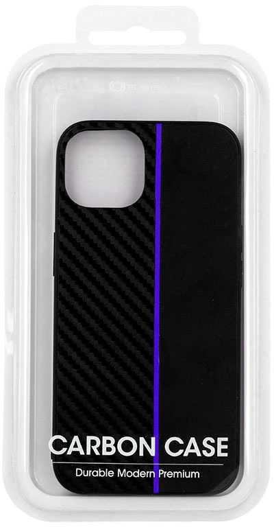 Tel Protect CARBON dėklas skirtas Apple iPhone 13 Pro juodos spalvos with mėlynos spalvos stripe