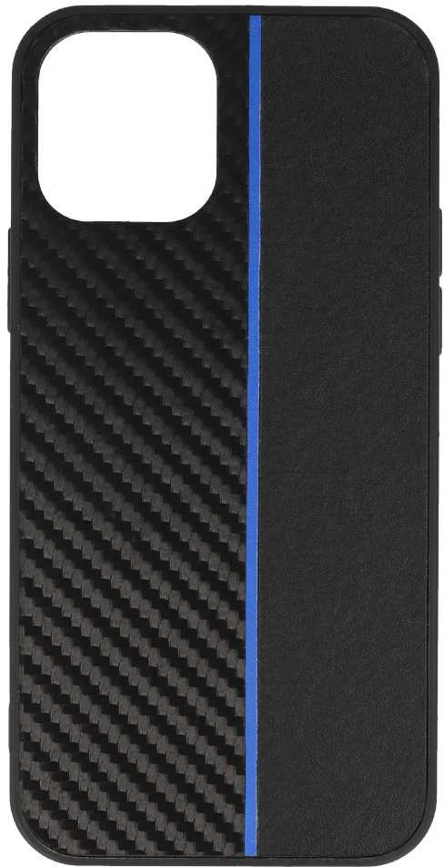 Tel Protect CARBON dėklas skirtas iPhone 12 Pro Max juodos spalvos with mėlynos spalvos stripe