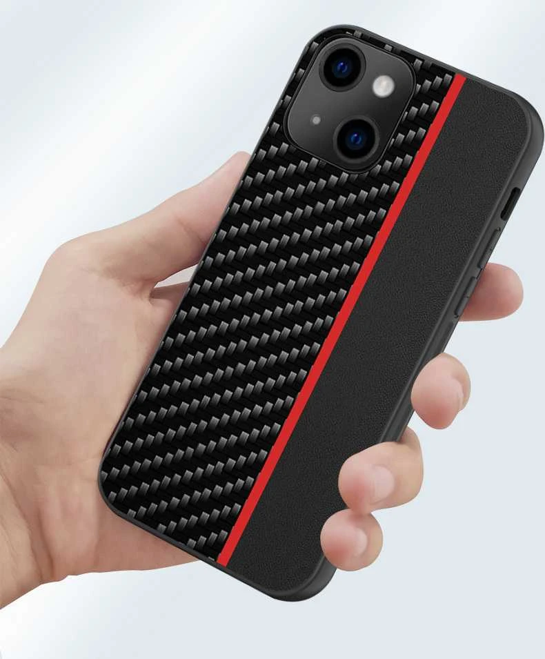 Tel Protect CARBON dėklas skirtas Xiaomi Redmi Note 10 5G juodos spalvos with red stripe