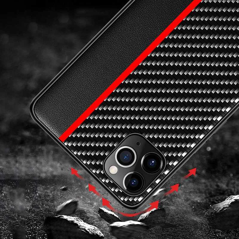 Tel Protect CARBON dėklas skirtas Xiaomi Redmi Note 10 5G juodos spalvos with red stripe