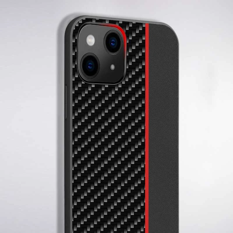 Tel Protect CARBON dėklas skirtas Xiaomi Redmi Note 10 5G juodos spalvos with red stripe