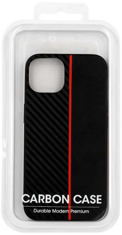 Tel Protect CARBON dėklas skirtas Xiaomi Redmi Note 10 5G juodos spalvos with red stripe