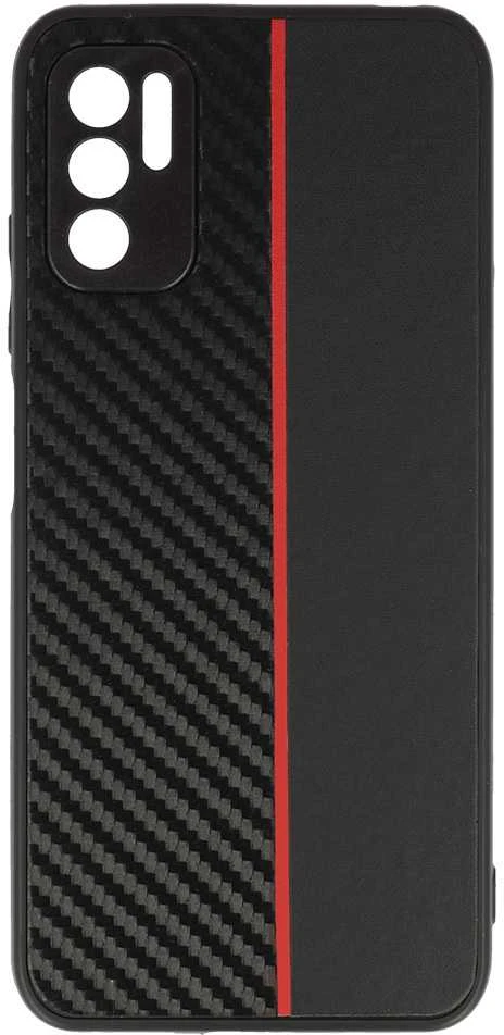 Tel Protect CARBON dėklas skirtas Xiaomi Redmi Note 10 5G juodos spalvos with red stripe