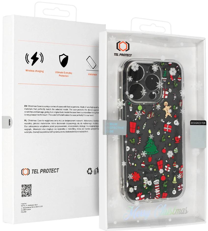 Dėklas TEL PROTECT Christmas Clear Case for Iphone 16 Design 2