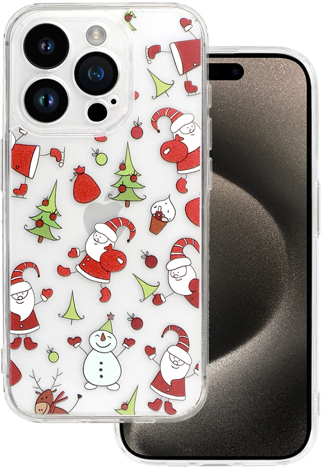 „TEL PROTECT“ kalėdinis skaidrus dėklas, skirtas „iPhone 16 Pro Max“, dizainas 1