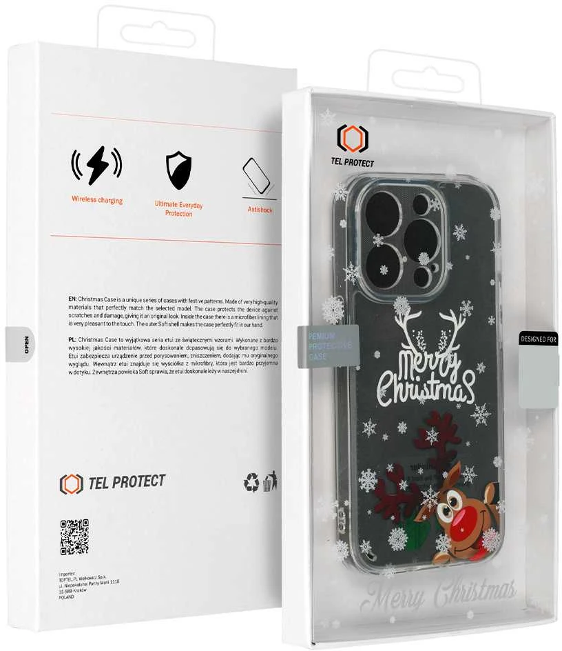 Tel Protect Christmas dėklas skirtas Apple iPhone 13 Pro Max Design 1 Clear