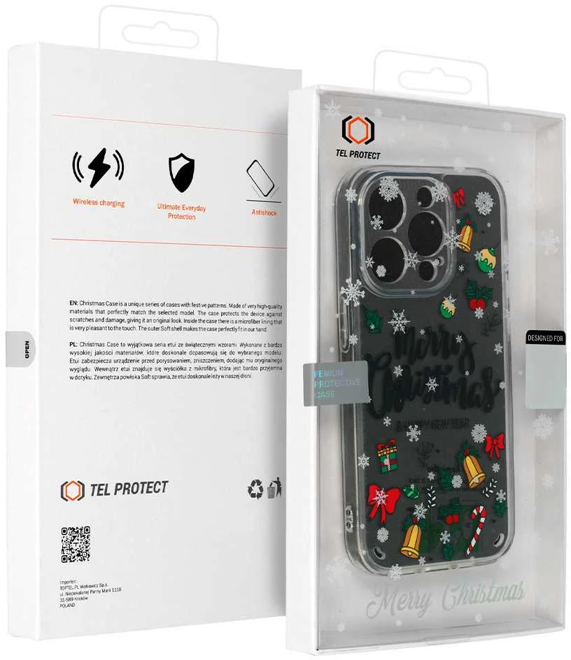 Tel Protect Christmas dėklas skirtas Samsung S23 Ultra Design 3 Clear