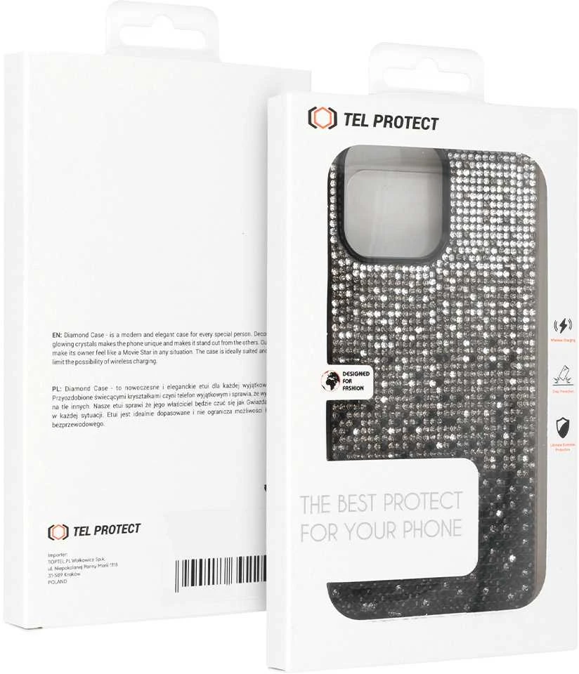 Tel Protect Diamond dėklas skirtas Apple iPhone 15 Plus dėklas juodos spalvos