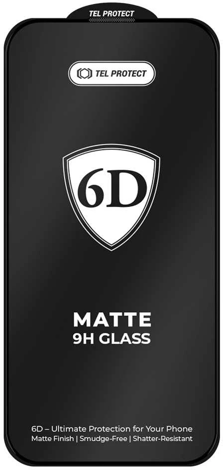 Tel Protect Full Glue 6D Matt Apsauginis stiklas skirtas Iphone 17 Air Juodas