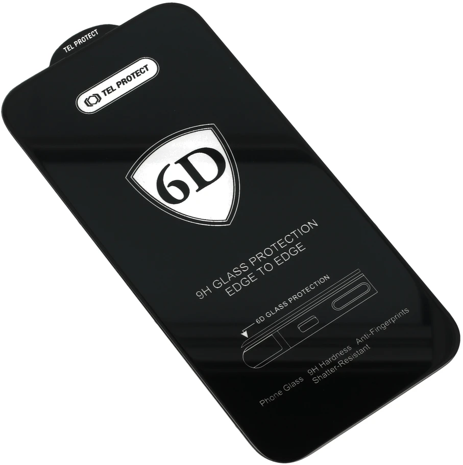 Tel Protect Full Glue 6D Tempered Glass skirtas SAMSUNG GALAXY S22/S23 Juodas (with fingerprint unlock) – 10 PACK