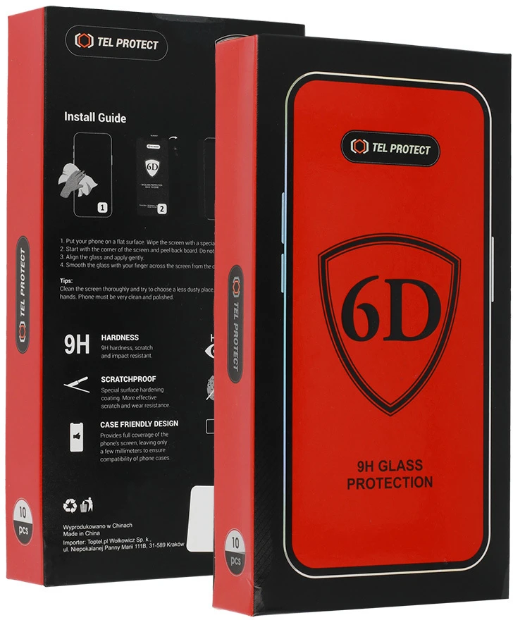 Tel Protect Full Glue 6D Tempered Glass skirtas SAMSUNG GALAXY S22/S23 Juodas (with fingerprint unlock) – 10 PACK