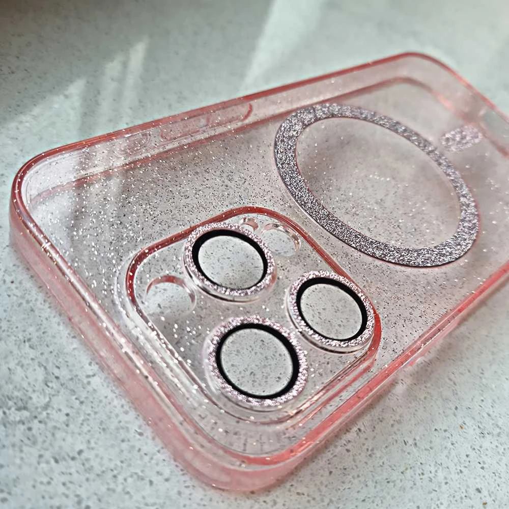 Fusion Accessories Tel Protect Glitter Magsafe dėklas skirtas Samsung Galaxy S26 Ultra rožinės spalvos clear