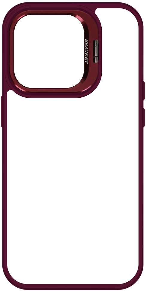 „Tel Protect“ dėklas su atlošu ir kameros stikliuku (objektyvu) Apple iPhone 15 Pro bordo spalvos