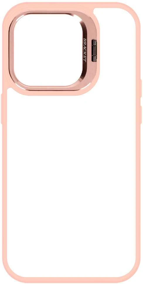 Tel Protect Kickstand dėklas + apsauginis stiklas kamerai (lens) skirtas Apple iPhone 14 Pro Max light rožinės spalvos