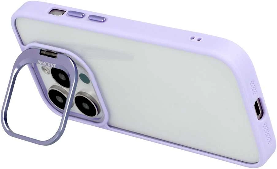 Tel Protect Kickstand dėklas + apsauginis stiklas kamerai (lens) skirtas Apple iPhone 13 Pro Max light violetinės spalvos
