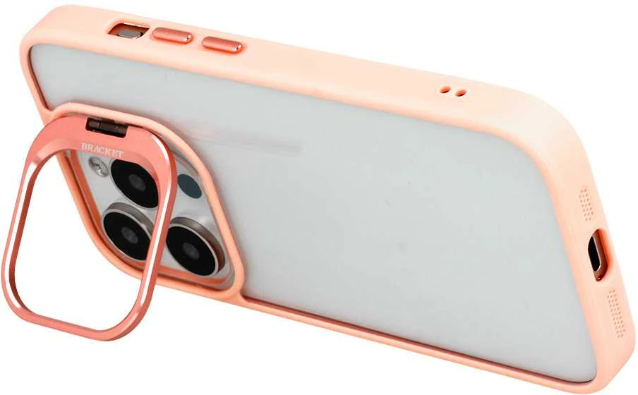 Tel Protect Kickstand dėklas + apsauginis stiklas kamerai (lens) skirtas Apple iPhone 14 Pro Max light rožinės spalvos