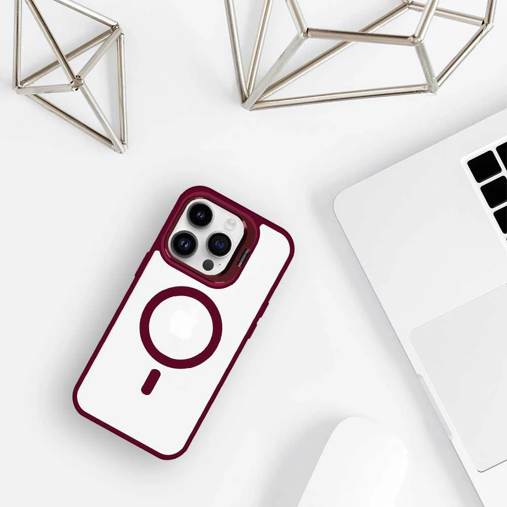 Tel Protect Kickstand Magsafe dėklas, skirtas iPhone 13 Pro Max, bordo spalvos