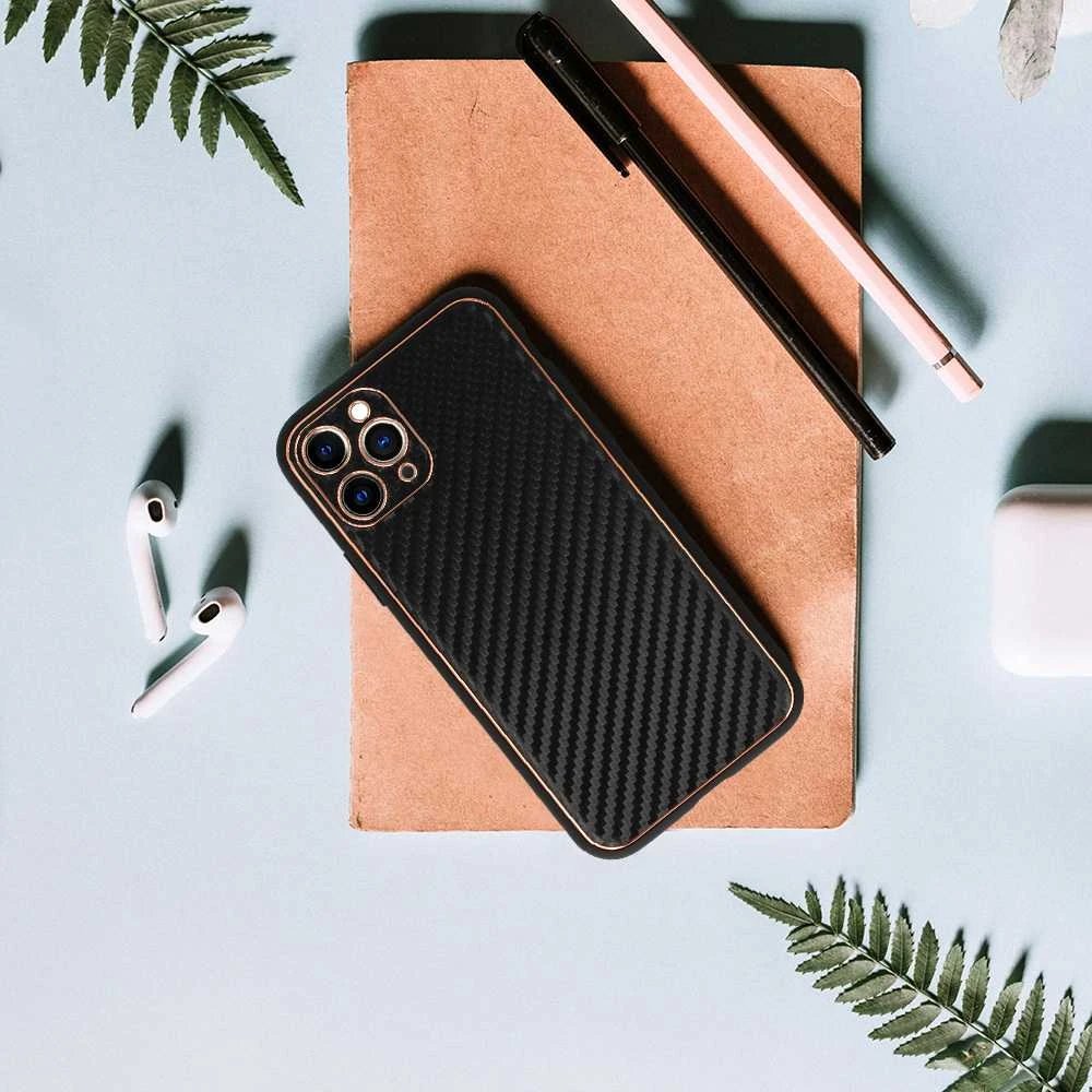 Tel Protect Leather Carbon dėklas skirtas iPhone 11 Pro juodos spalvos