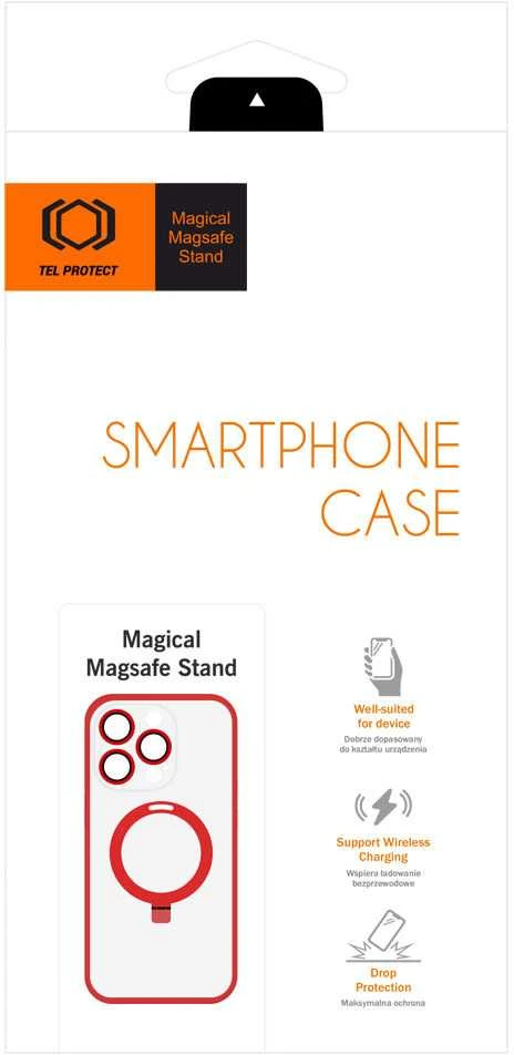 Tel Protect Magical Magsafe Stand dėklas skirtas Apple iPhone 15 raudonos spalvos