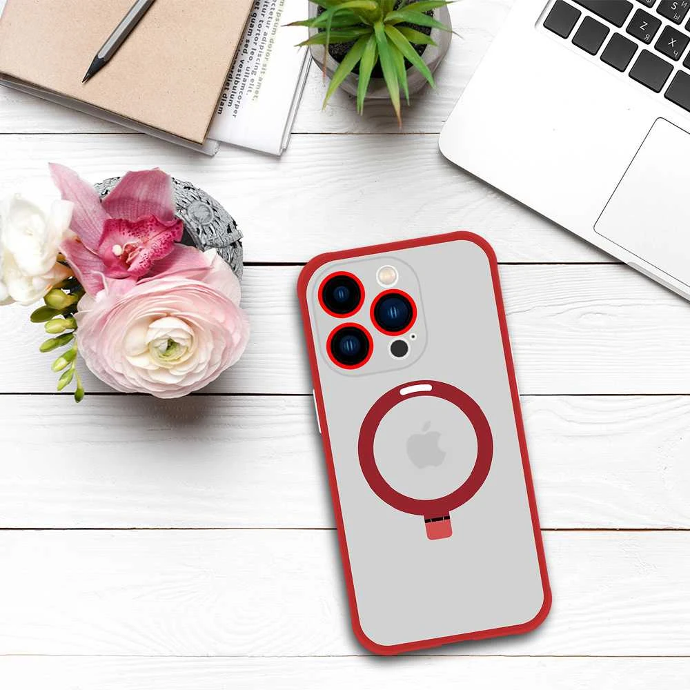 Tel Protect Magical Magsafe Stand dėklas skirtas Apple iPhone 15 raudonos spalvos