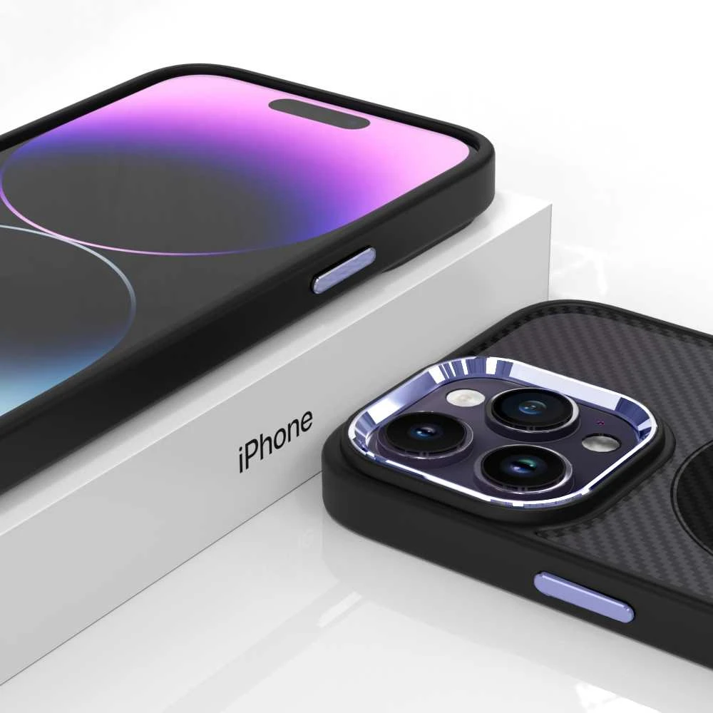 Tel Protect Magnetic Carbon dėklas skirtas Apple iPhone 13 Pro juodas-violetinis