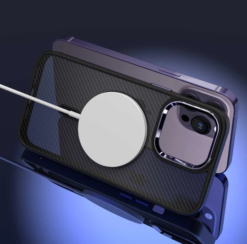 Tel Protect Magnetic Carbon dėklas skirtas Apple iPhone 15 Plus juodas-violetinis