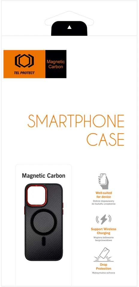 Tel Protect Magnetic Carbon dėklas skirtas iPhone 15 Plus juodas-raudonas